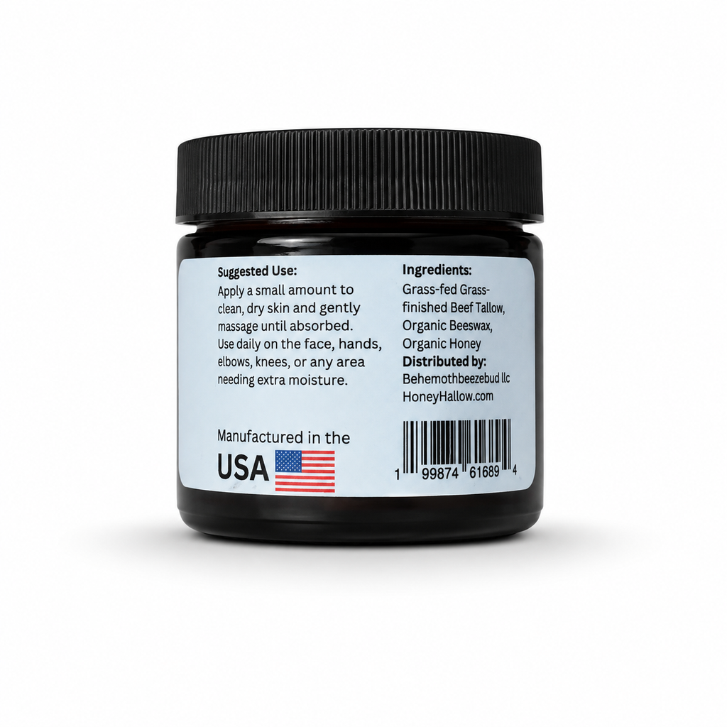 Grass-Fed Beef Tallow Beeswax & Honey Balm – 2 oz